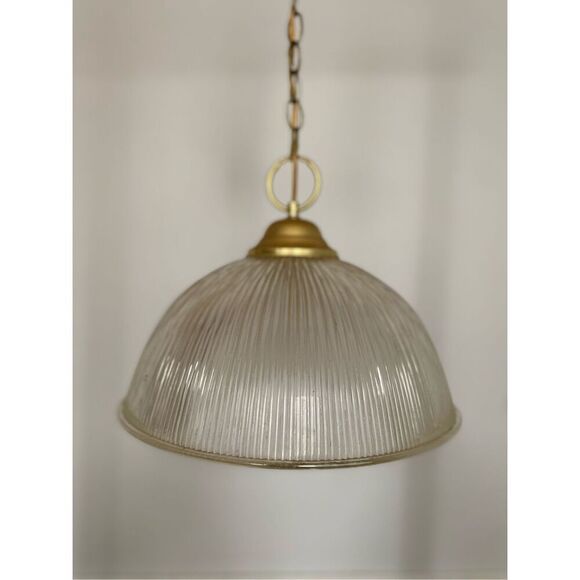 Vintage Holophane Dome 14” Pendant Light Fixture - Picture 1 of 5